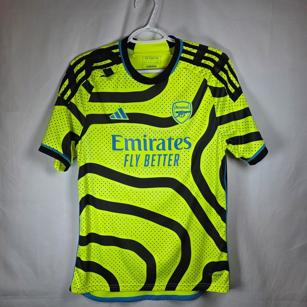 Adidas Arsenal FC Away Jersey Youth XL Yellow Black 2023-24 Soccer Shirt